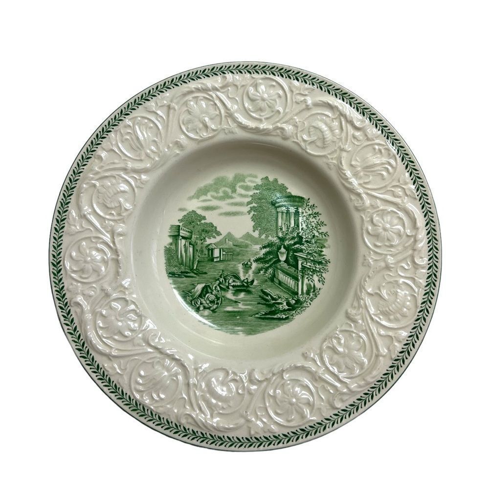 Wedgwood Patrician Torbay Green Rim Soup Bowl 8 1/2"